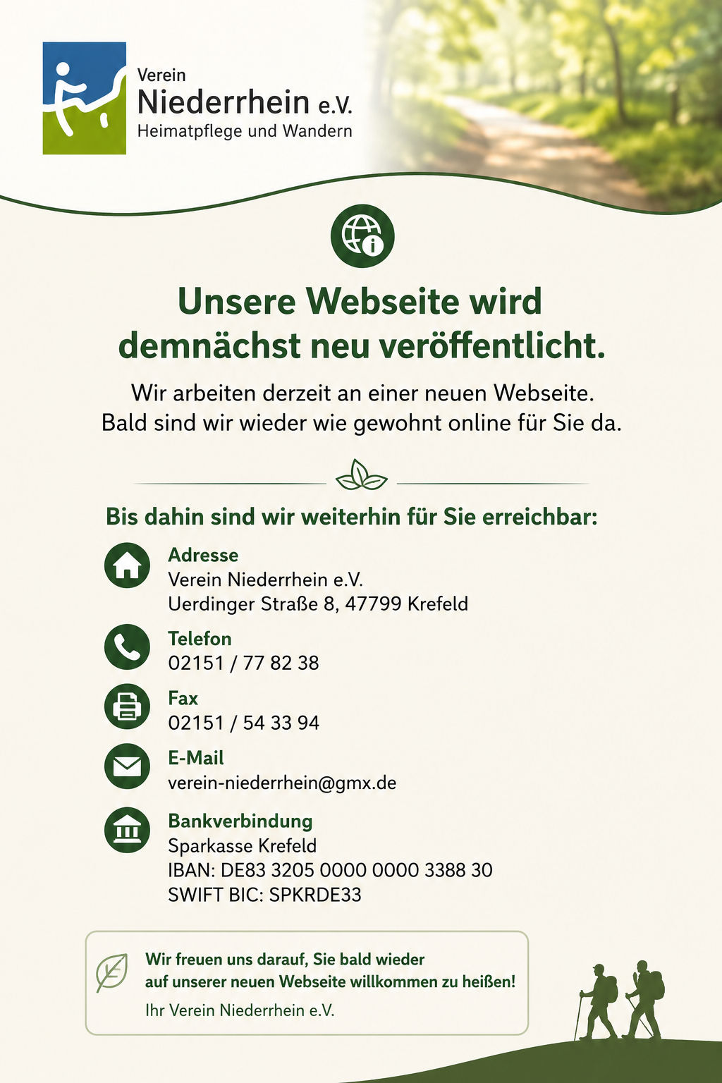 Verein Niederrhein e.V. – Kontaktinformationen und Hinweis auf die neue Webseite
